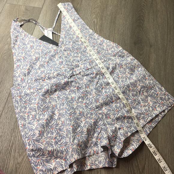 NWT Nightwalker Summer of Lover Romper Floral V Neck Zip 100% Cotton Blue Large - Picture 5 of 10